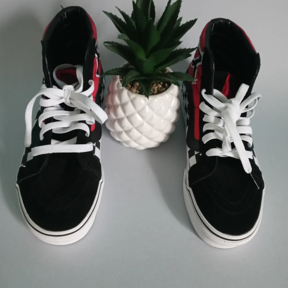 Japanese Vans Sk8-Hi Japan  Type Black Red Checkerboard Men Sz 4.5/ 6 Wome Shoes